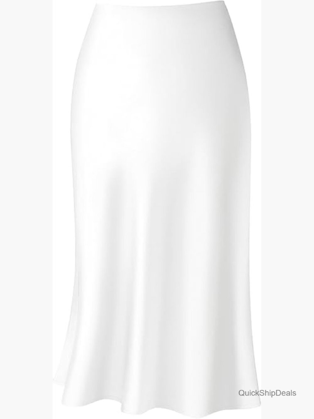 High Waist Midi Skirt Satin A-Line Elasticized Casual